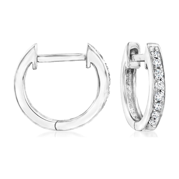 Pure Collection by Ross-Simons 0.10 ct. t.w. Diamond Huggie Hoop Earrings in Sterling Silver, Women's, Adult
