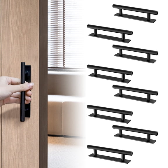 8 Packs Adhesive Cabinet Handles Self Stick Drawer, ABS Plastic Peel and Stick Handles for Cabinets, No Drilling Design Adhesive Drawer Pulls for Wardrobe Closet Window (Black)
