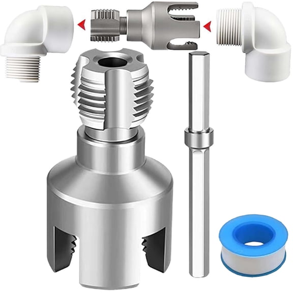 Pipe Threading Tool for Electric Drill - 2025 Thread Cutter for 1/2" & 3/4" PVC Plastic Pipes, Internal & External Thread Kit, DN15 DN20 Compatible