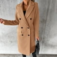 thumbnail image 2 of Manteau Caban Double pour Femmes Long Élégant Uni Hiver Mode Léger Transition Col à Revers Veste Décontractée, 2 of 6