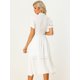 thumbnail image 4 of Vestido midi fluido de cintura alta con cuello en V y encaje de verano para mujer blanco XS, 4 of 6