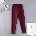 thumbnail image 3 of Pandaie 1-14T Girls Fleece Lined Leggings Winter Warm Soft Thermal Pants Full Length Kids Tights Trousers Clothes Brick Red 18-24 Months, 3 of 5