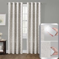 Ultimate Light Blocker 100% Blackout Embroidered Smart Curtain Window Curtain Panel, 50"x84", Ivory