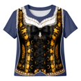 thumbnail image 3 of Womens Graphic T Shirt Basic Crew Neck Short Sleeve Relaxed Fit Tee for Outings Fall Layering Dark Blue,XL, 3 of 3