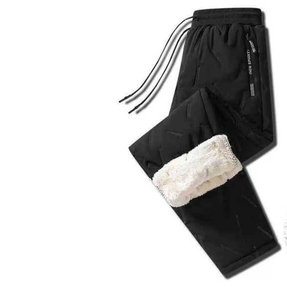 Zefortex Winter Men's Thick and Warm Windproof Casual Pants - Black S