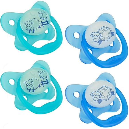 Dr. Brown's PreVent Contour Glow in the Dark Pacifier, Stage 1 (0-6m), Blue, 4-Count