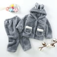 thumbnail image 6 of Godderr 2 Piece Girls Boys Hooded Fleece Pajama Set for Toddler Kids Infant Fleece Matching Sleepwear Autumn Long Sleeve Plush Fleece Pajamas Pj Set with Rabbit Ear Winter Fall Soft Tops Pants, 6 of 7