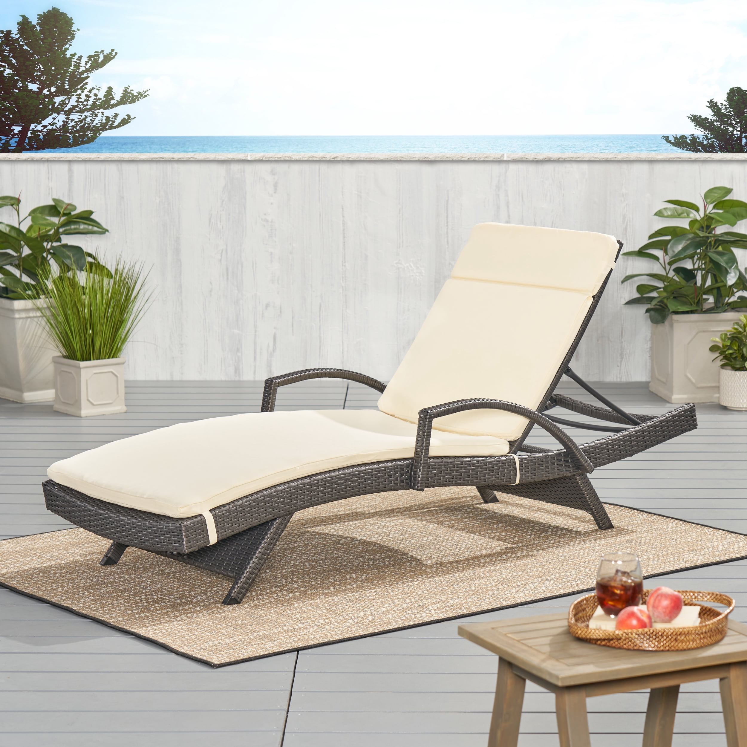 Anthony Outdoor Chaise Lounge Cushion, Beige