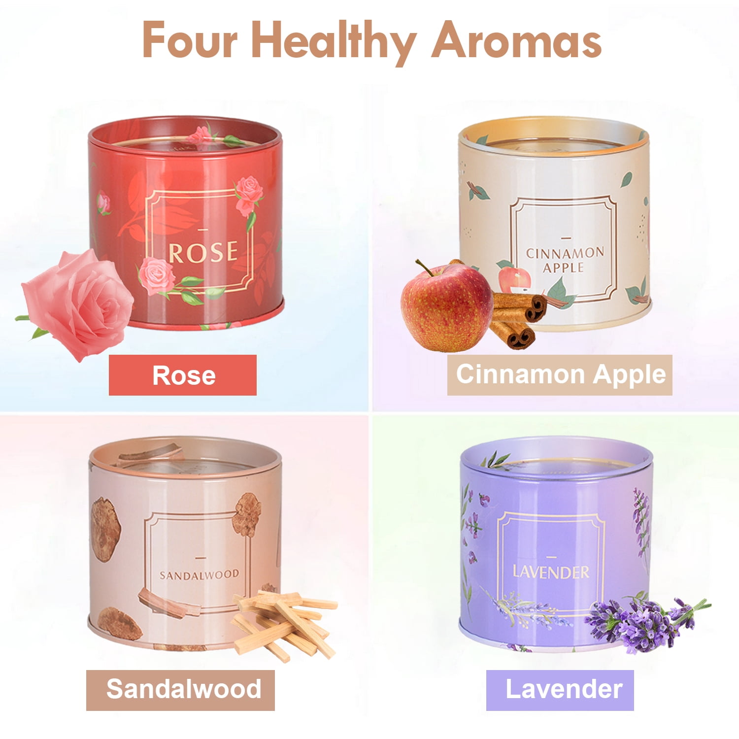 IC ICLOVER Scented Candles Gift Set, 4 Pack Aromatherapy Candles, Stress Relief Gifts for Women, Jar Candles for Home Scented, Each Candle Burns for 50 h