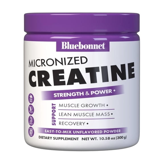 Bluebonnet Micronized Creatine Monohydrate 5g, Unflavored, 10.58 OZ, 60 Days