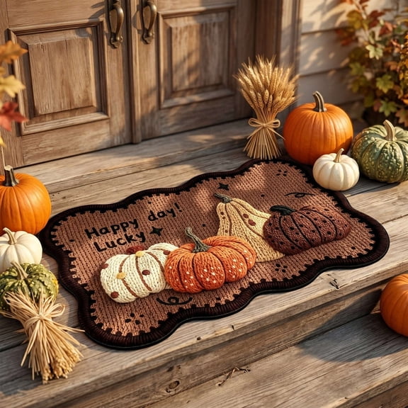 Fmxomd Thanksgiving Door Mat Hello Pumpkin Welcome Door Mat, Non Slip Fall Pumpkins Welcome Mat Indoor Outdoor Thanksgiving Decoration 16x24Inch