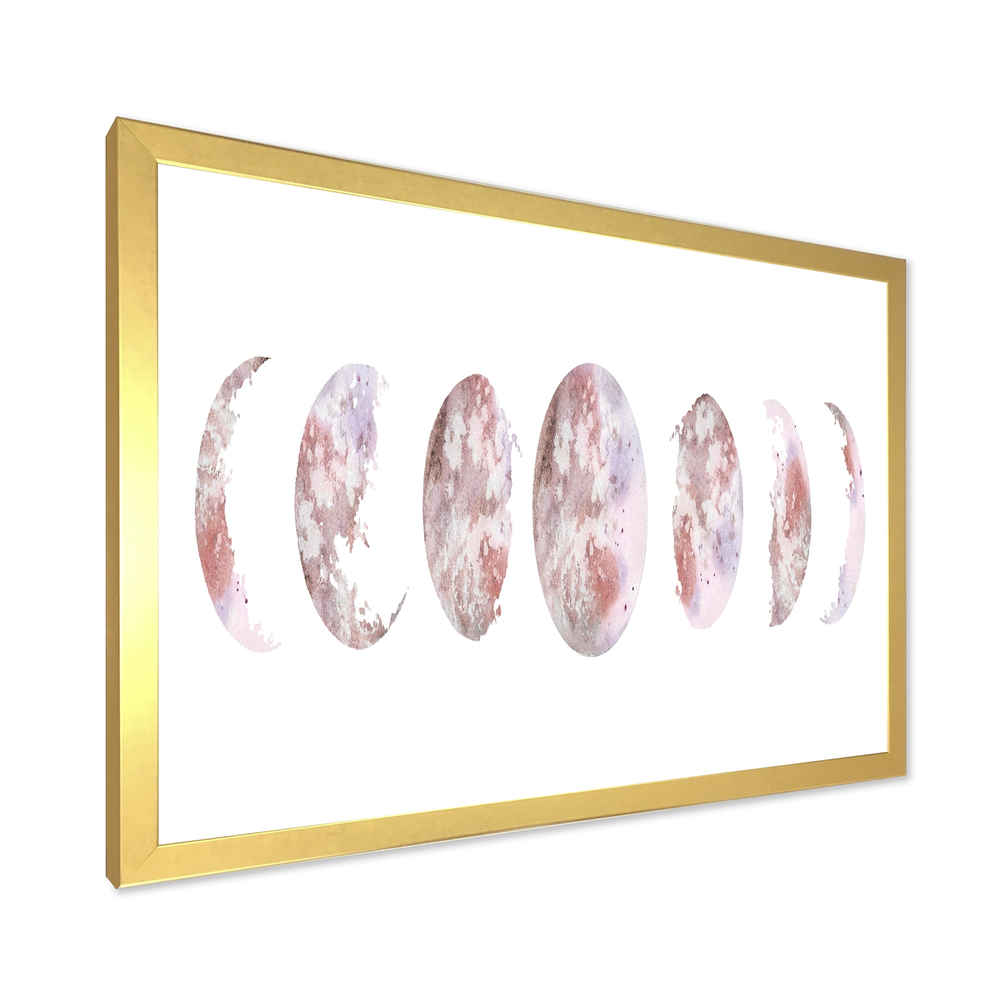 Designart 'Moon Phases On White' Modern Framed Art Print