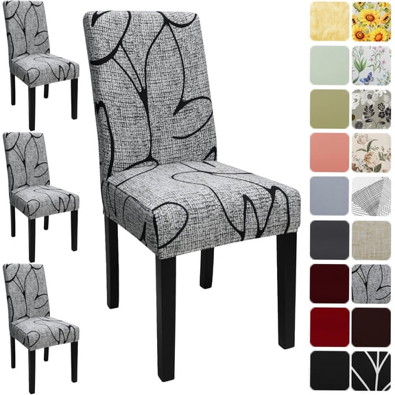 Dining Room Chair Covers Set of 4, Stretch Printed Parsons Chair Slipcovers Spandex Removable Washable Kitchen Chair Protector Cover for Dining Room, Hotel, Ceremony