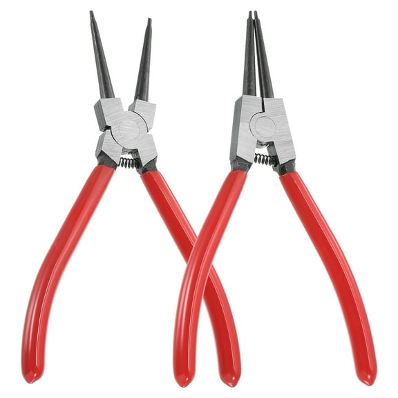 2pcs Snap Ring Plier Kit 7" Internal & External Circlip Pliers with 0.08" Straight Jaw Tip for Ring Remove Retaining Pliers, Red