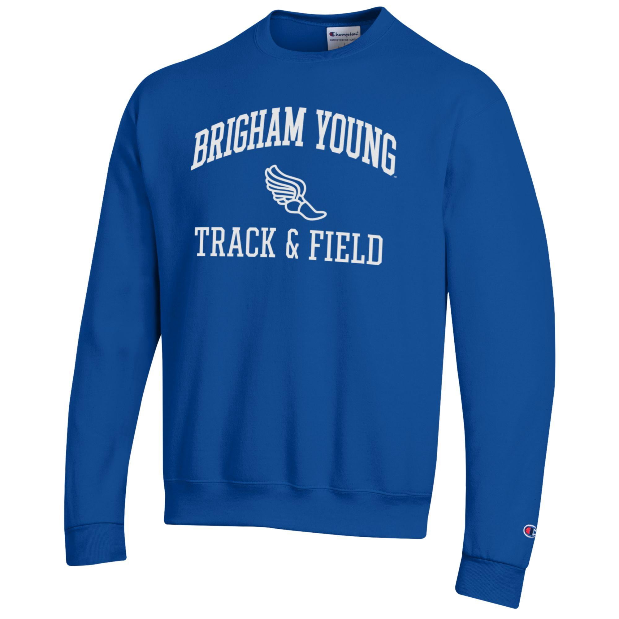 Men's Champion  Royal BYU Cougars Track & Field Icon Powerblend Pullover Sweatshirt