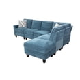 thumbnail image 4 of Aukfa 104" Sectional Sofa w/ Storage Ottoman, 6-Piece Living Room Couch Set, Lint, Blue, 4 of 6