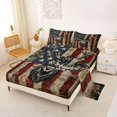 thumbnail image 2 of Castle Fairy Vintage USA Flag Deer Queen Sheets 4 Pieces,Retro Jungle Animal Queen Sheet Sets,Red Black Tan,1 Fitted Sheet, 1 Flat Sheet and 2 Pillowcases, 2 of 6