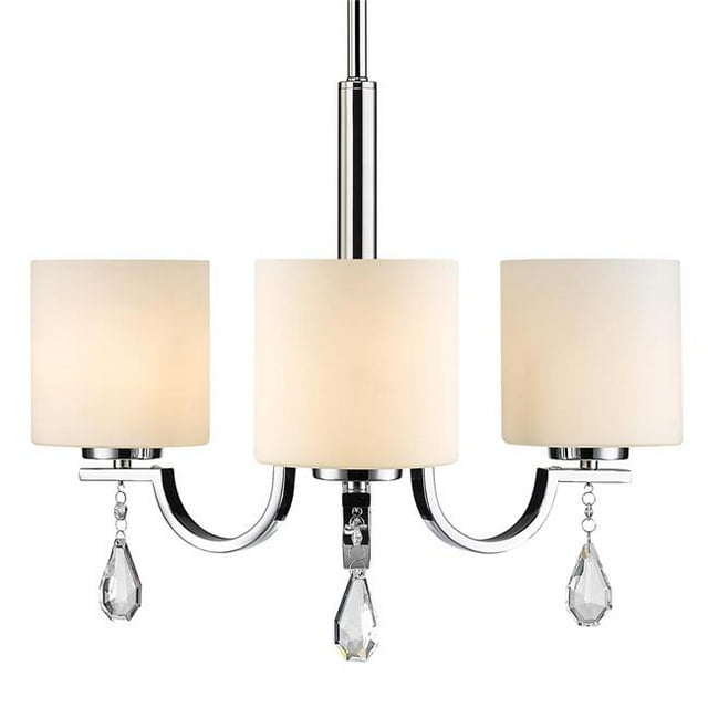 Golden Lighting 8037-M3 CH-OP Evette Mini Lustre&44; Argent - Verre Opale