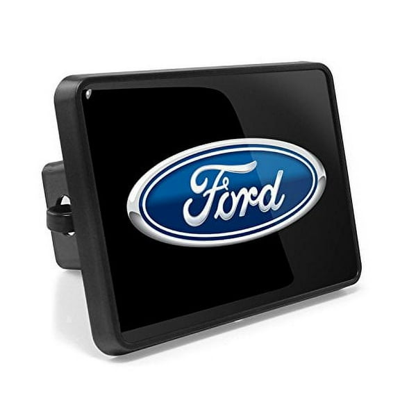 Ford Logo UV Graphic Black Metal Face-Plate on ABS Plastic 2 inch Tow Hitch Cover
