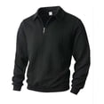 thumbnail image 6 of Quarter Zip Pullover Men Fall Winter Long Sleeve Jacquard Collared Sweat Shirt Casual Pullover Tops, 6 of 9