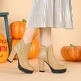 thumbnail image 2 of Unique Bargains Women's Chunky High Heel Platform Zip Chelsea Boots, 2 of 6