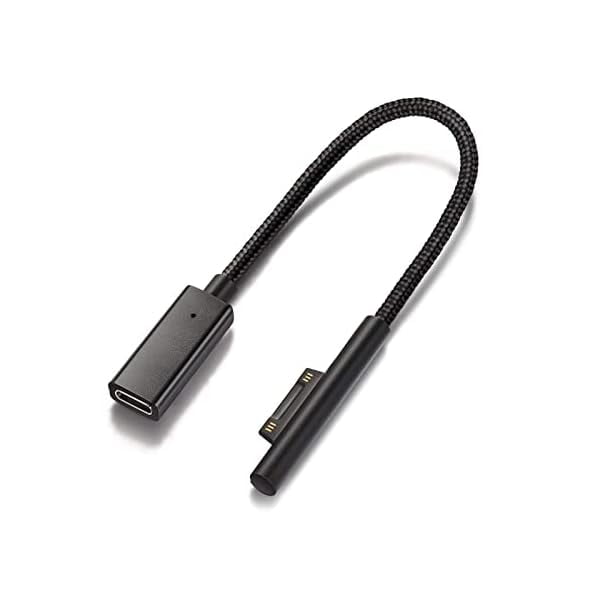 wonima02 Nylon Braided Surface Connect to USB-C Charging Cable Dongle, Requires 45W 15V3A USBC Charger PD Power Supply, Compatible with Microsoft Surface Pro7 Pro6 Pro5 Pro4 Pro3 Laptop2 Surface Go2