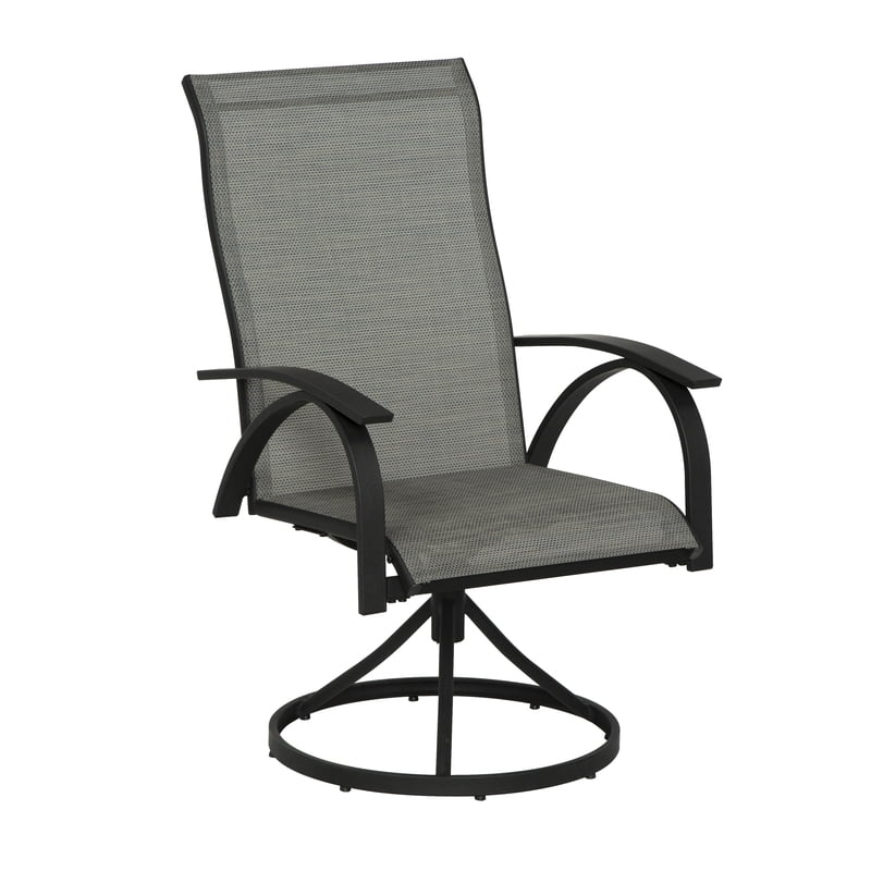 Living Accents Roscoe 2 pc. Black Steel Frame Sling Swivel Chair Gray ...