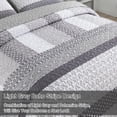 thumbnail image 5 of Grey Quilt King Size, Bohemian Stripe Quilt Sets 3 Pieces Boho Quilted Bedspread Set Lightweight Microfiber Coverlet Bedding Set All Season (104"x90"), 5 of 8