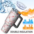 thumbnail image 5 of 40oz Pioneer Flower Floral Print Pattern Insulated Tumbler with Handle, BPA-Free Leak Proof Lid and Straws, Double Wall Vacuum, Hot 12h/Cold 34h, 5 of 6