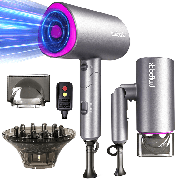 Ionic Hair Dryer, LWFBDTK 2100W Professional Blow Dryer, Negative Ion Technolog Drying with 3 Heating, 2 Speed, 2 Nozzle for Home Salon Travel