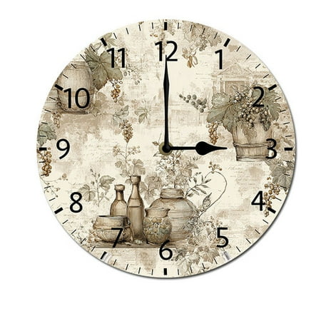 ZXCXRQFa Grapes Wine Glass Bottle Home Decorative Haning Clock Wall Decor Silent Non Ticking Round Clock for Living Room Kitchen Bedroom Dining Room 10 Inch