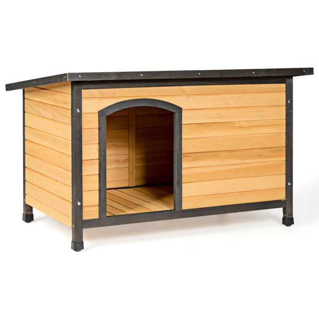 Gymax Cabane pour Chien en Bois Résistante aux Intempéries Extrêmes Maison Extérieur Moyen