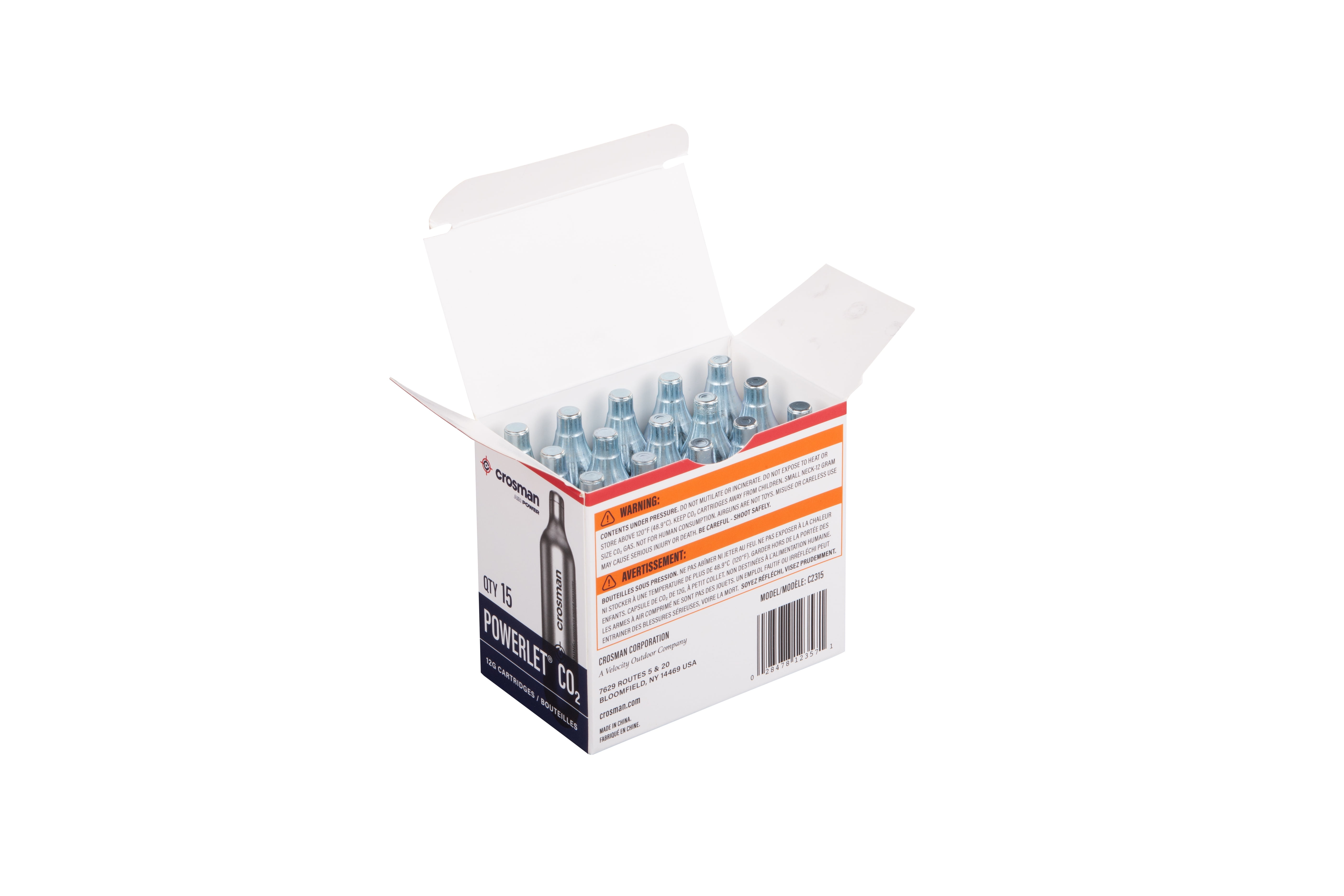 (3 pack) Crosman 12 Gram CO2 Powerlet, 15 Count, C2315, for Airguns and Paintball Markers. Silver