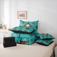 thumbnail image 6 of jejeloiu Teal Bull Skull Pattern 7-Piece Bedding Comforter Set Kids,Tribal Boho Print King Bedding SetsFor Men,Reversible, 6 of 7