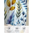 thumbnail image 6 of Sheer Curtains 54 Inch Length 2 Panels Set for Kitchen, Blue Yellow Leaves Semi Sheer Curtains for Windows, Spring Botanical Leaf Farmhouse Watercolor Voile Window Treatments Rod Pocket Curtain, 6 of 7