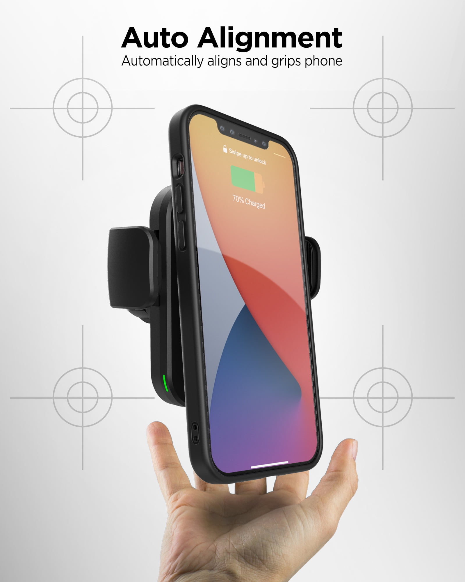 Galvanox MagSafe Car Mount Charger, 15W Wireless Fast Charging Magnetic Vent Phone Holder for iPhone 12/Pro/Mini/Max (Auto Clamping)