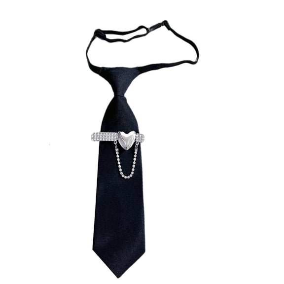 Punk Pre-tied Uniform Black Ties Rhinestones Girls School Uniforms Accessories Preepy Look School Suit