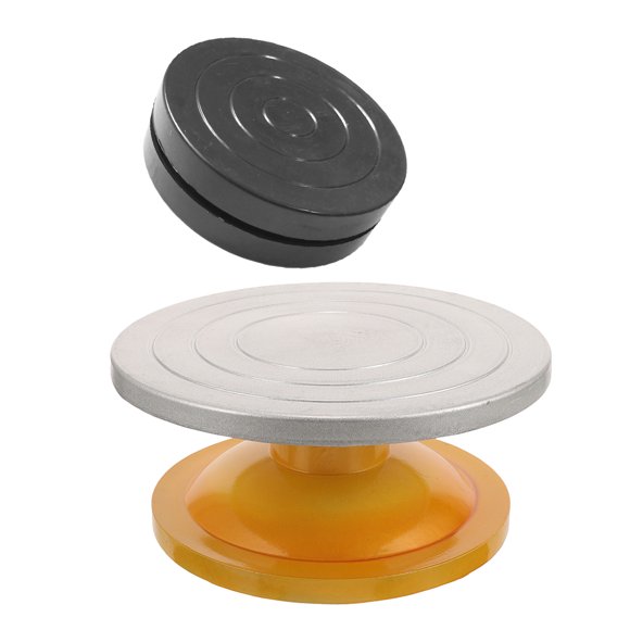 SOPOTUTU 2Pcs Silver Non Skid Cake Decorating Turntable with Flexible Silent Rotation Bearings