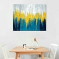 thumbnail image 2 of JRXY Modern Abstract Canvas Wall Art Gold and Blue Painting Prints with Gold Foil Accents 20x16in - Teal Blue Artwork for Living Room Bedroom Decor 16x12in, 2 of 4