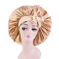 thumbnail image 1 of Capó de satén de seda para el pelo, tamaño gigante para dormir, capó de satén elástico para mujer, pelo largo y rizado trenzado (caqui), 1 of 3