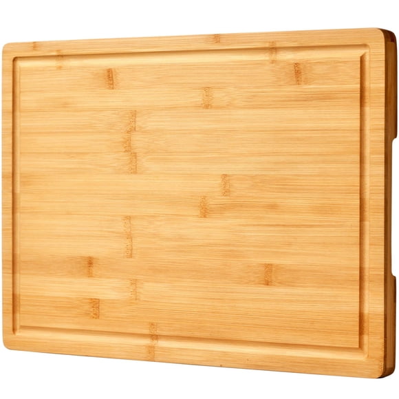 Tabla de cortar Allsum Bamboo de 18 x 30 cm con asas y ranuras para zumo