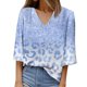 thumbnail image 1 of Gibobby Camiseta con cuello en V para mujer Camiseta manga corta con cuello en V y manga corta para mujer(Azul,G), 1 of 4