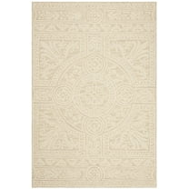 SAFAVIEH Blossom Roy Mediallion Wool Area Rug, Light Grey/Ivory, 4' x 6'