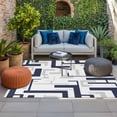 thumbnail image 2 of Modern Geometric Navy Blue Outdoor Rug for Patio/Deck/Porch, Non-Slip Large Area Rug 5 x 8 Ft, Abstract Minimalist Artwork Lines Indoor Outdoor Rugs Washable Area Rugs, Camping Rug Carpet Runner, 2 of 8