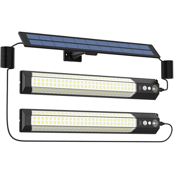 Solar Pendant Light Dual Head with Remote, 3 Lighting Modes, Motion Sensor Outdoor Hanging Camping Light, Waterproof Solar Shed Lights for Patio, Barn, Garage, Camping, Workshop