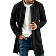 thumbnail image 2 of Miqool Men's Trench Coat Pea Coat Winter Business Long Jacket Overcoat with Pockets Knit Outerwear Long Sleeve S-3XL, 2 of 8