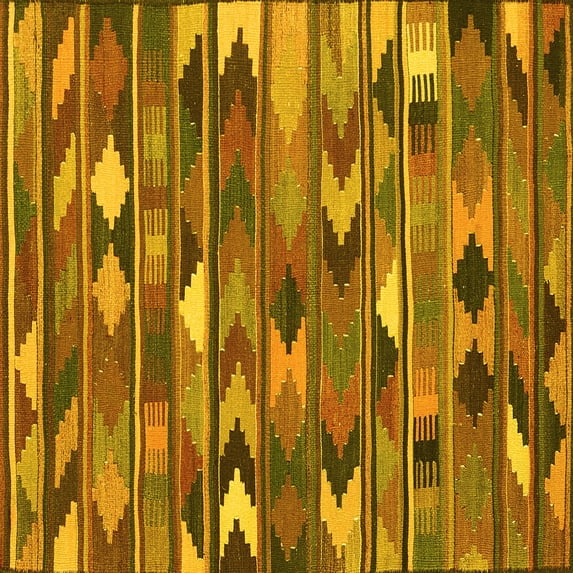 Ahgly Company Indoor Square Southwestern Yellow Country Area Rugs, 8' Square