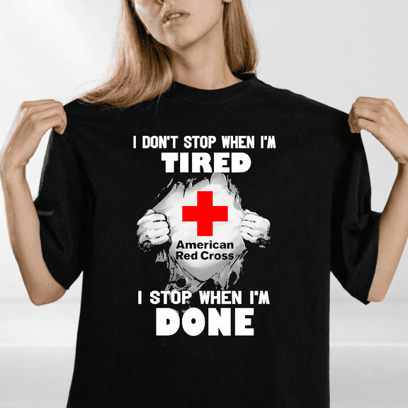 American Red Cross Never Stop Graphic T-shirt Volunteer Apparel,for men and women up to 5XL