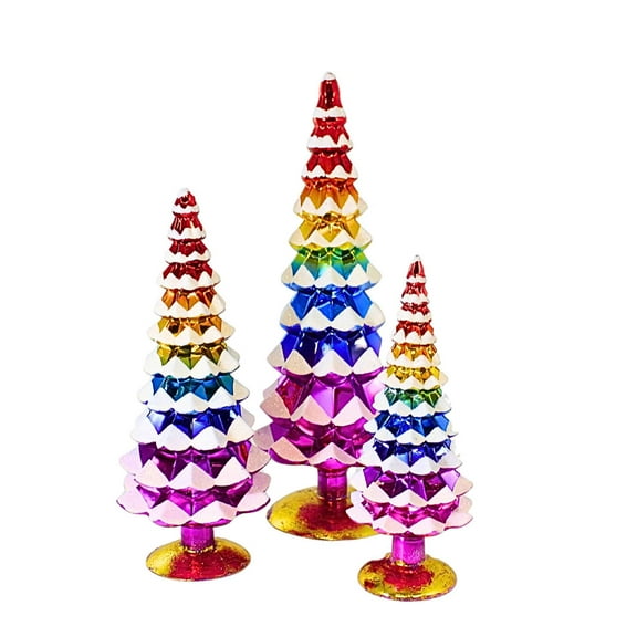 Cody Foster 16.00In Rainbow Gradient Trees  Set / 3, Glass, Decor Decorate Mantle Cd1809r