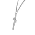 thumbnail image 2 of EDFORCE Stainless Steel Silver-Tone Simulated Carbon Fiber Statement Cross Necklace, 2 of 2
